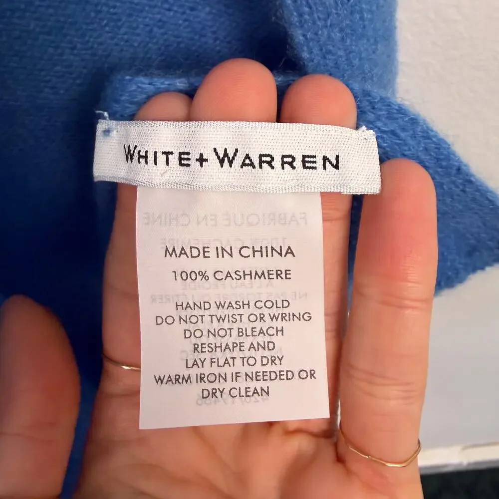 White + Warren Cashmere Oversized Scarf Blue - Picture 3 of 4